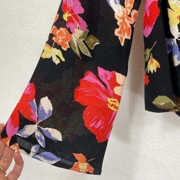 Billabong Light It Up Black On Or Off The Shoulder Floral Cropped Top Size S - Picture 7 of 10